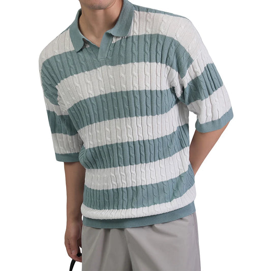 Retro Short-Sleeve Knit Polo Shirt